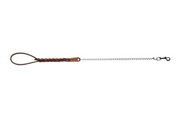 GUINZAGLIO CUOIO C/CATENA 4X80CM